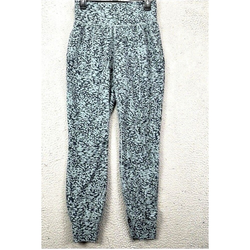 Athleta Salutation Nylon Blend Jogger Sweatpants Womens MED Teal Ocelot Stretch